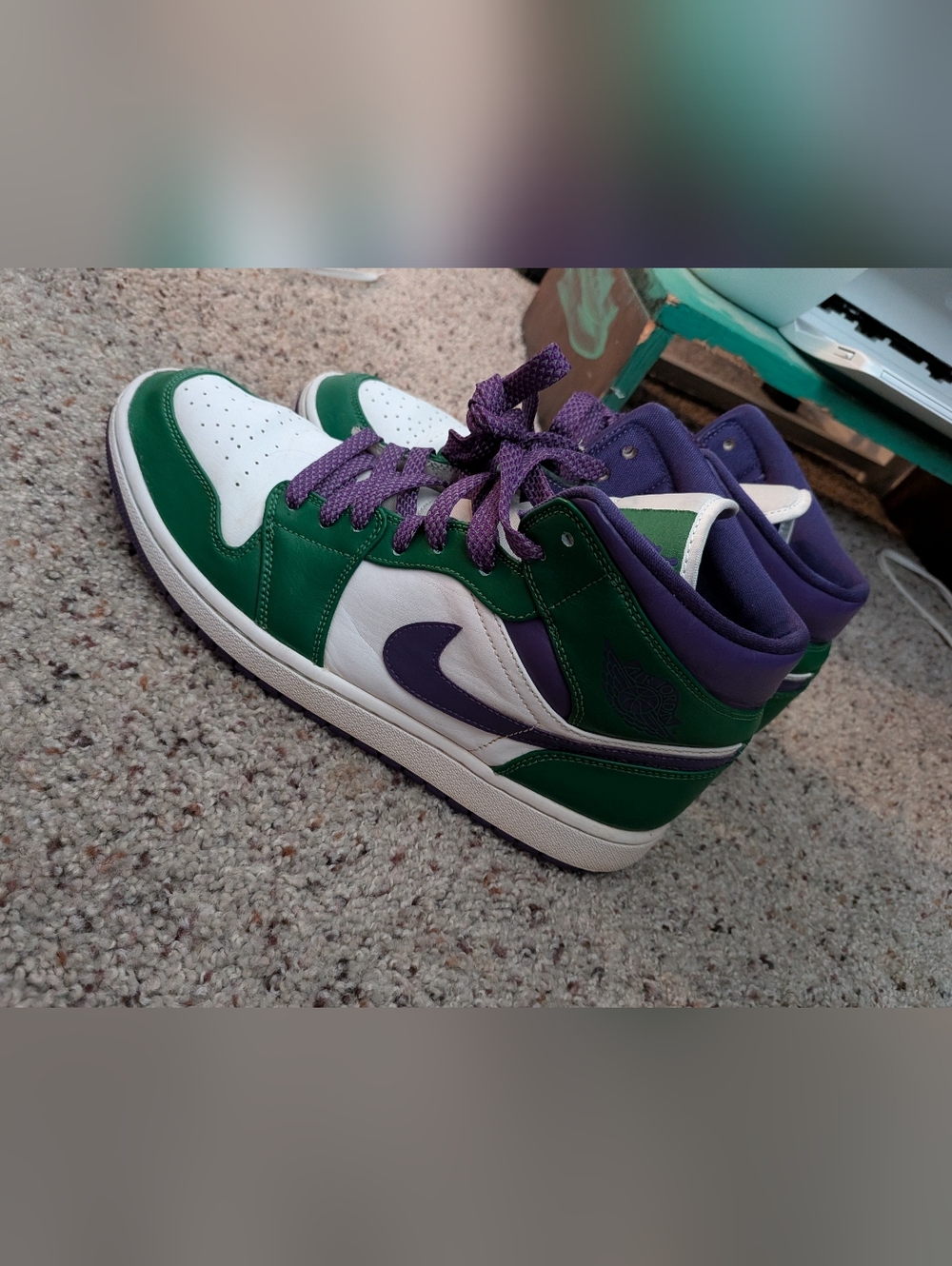 Nike Purple & Green Jordans (Hulk)